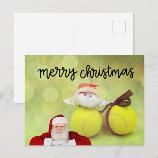 Tennis Weihnachten mit dem Weihnachtsmann Postkarte (Vorne/Hinten)