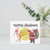 Tennis Weihnachten mit dem Weihnachtsmann Postkarte (Stehend Vorderseite)