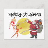 Tennis Weihnachten mit dem Weihnachtsmann Postkarte (Vorderseite)