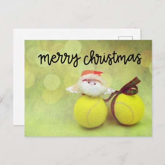 Tennis Weihnachten mit dem Weihnachtsmann Postkarte (Vorne/Hinten)