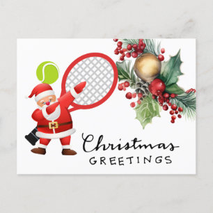 Tennis Weihnachten mit Racket Aquarell