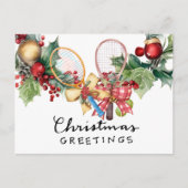 Tennis Weihnachten mit Racket Aquarell (Vorderseite)