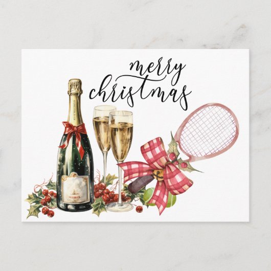 Tennis Weihnachten mit Racket Aquarell (Vorderseite)