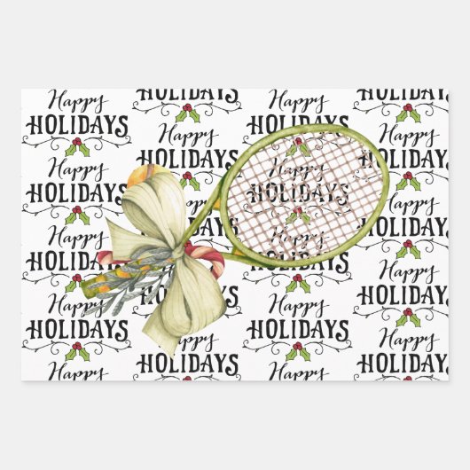 Tennis Weihnachten mit Racket Aquarell Geschenkpapier Set (Vorderseite)