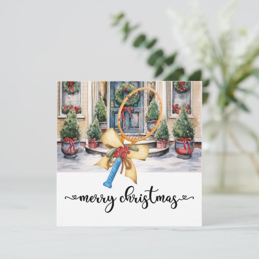 Tennis Weihnachten mit Racket und Weihnachten Them (Stehend Vorderseite)