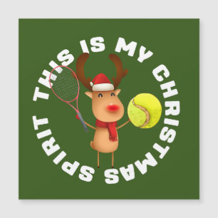 Tennis Weihnachten mit Rentierweihnachtssgeist Magnetkarte