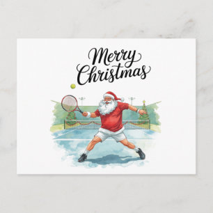 Tennis-Weihnachten mit Santa auf dem Platz Feiertagspostkarte