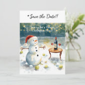 Tennis Weihnachten mit Snowman Einladung (Stehend Vorderseite)