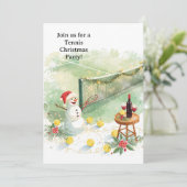 Tennis Weihnachten mit Snowman Einladung (Stehend Vorderseite)