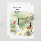 Tennis Weihnachten mit Snowman Einladung (Vorne/Hinten)
