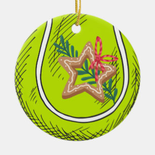 Tennis Weihnachten mit Tennisball für den Spieler Keramik Ornament