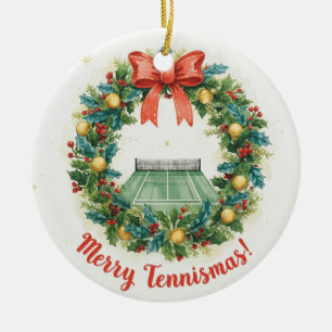 Tennis Weihnachten mit Tennisball  Keramik Ornament