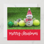 Tennis Weihnachten mit Tennisball mit Snowman<br><div class="desc">Tennis Weihnachten mit Tennisball mit Snowman</div>