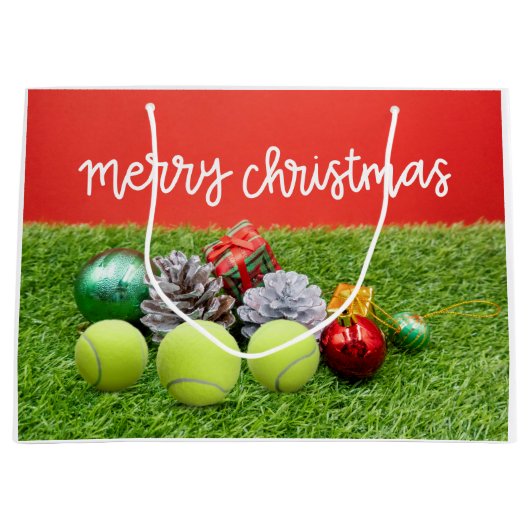 Tennis Weihnachten mit Tennisball und Geschenke Große Geschenktüte (Vorderseite)