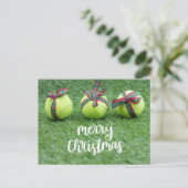 Tennis Weihnachten mit Tennisball und Geschenke Po Postkarte (Stehend Vorderseite)