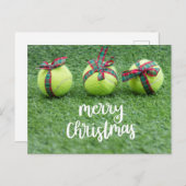 Tennis Weihnachten mit Tennisball und Geschenke Po Postkarte (Vorne/Hinten)