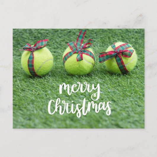 Tennis Weihnachten mit Tennisball und Geschenke Po Postkarte (Vorderseite)