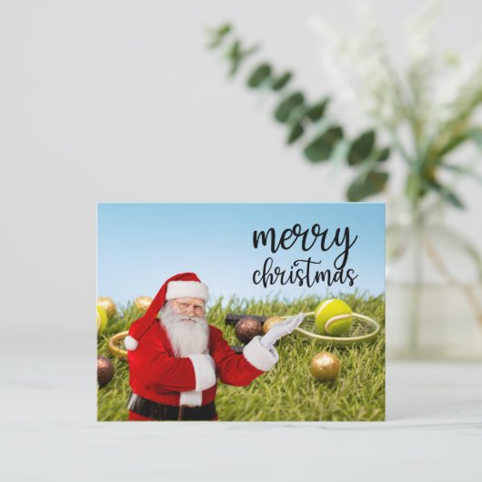 Tennis Weihnachten mit Tennisball und Schläger (Stehend Vorderseite)