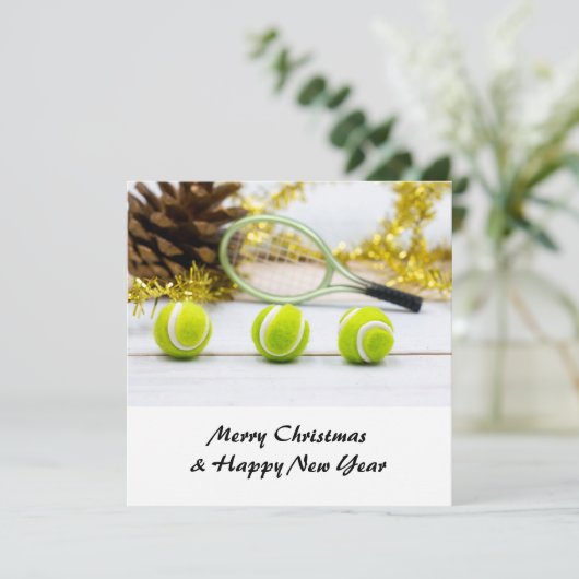 Tennis Weihnachten mit Tennisball und Schläger (Stehend Vorderseite)