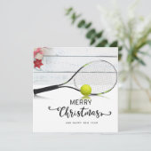 Tennis Weihnachten mit Tennisball und Schläger (Stehend Vorderseite)