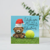 Tennis Weihnachten mit Tennisball und Teddy Santa (Stehend Vorderseite)
