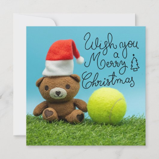 Tennis Weihnachten mit Tennisball und Teddy Santa (Vorderseite)