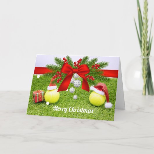 Tennis Weihnachten mit Tennisball und Weihnachtsma (Vorderseite)