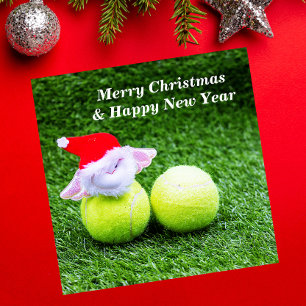 Tennis Weihnachten mit Tennisball und Weihnachtsma