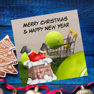 Tennis Weihnachten mit Tennisball und Weihnachtsma