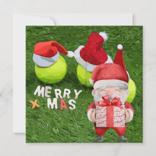 Tennis Weihnachten mit Tennisball und Weihnachtsma