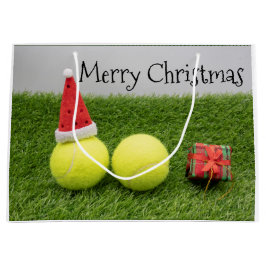 Tennis Weihnachten mit Tennisball und Weihnachtsma Große Geschenktüte