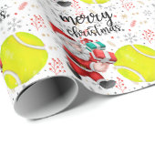 Tennis Weihnachten mit Tennisball Weihnachtsmann Geschenkpapier (Rolleneckpunkt)