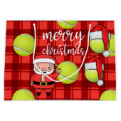 Tennis Weihnachten mit Tennisball Weihnachtsmann Große Geschenktüte (Vorderseite)