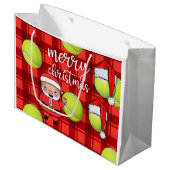 Tennis Weihnachten mit Tennisball Weihnachtsmann Große Geschenktüte (Vorderseite Schrägansicht)