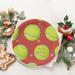 Tennis Weihnachten Party Rotes festliches Ball & S Pappteller