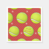 Tennis Weihnachten Party Rotes festliches Ball & S Serviette (Vorderseite)
