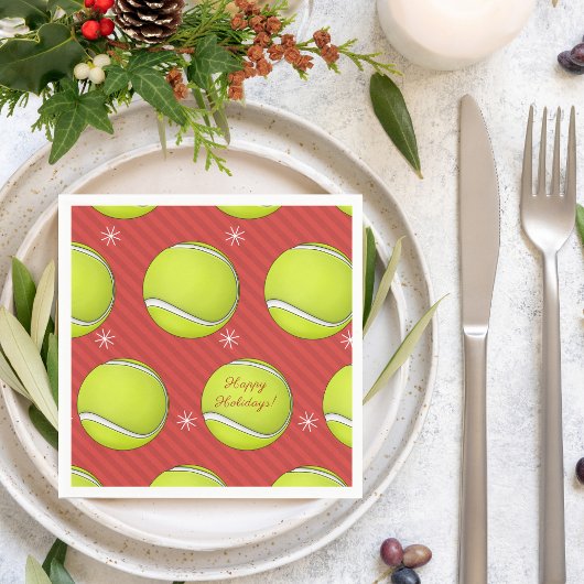Tennis Weihnachten Party Rotes festliches Ball & S Serviette