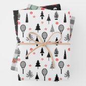 🎾 Tennis Weihnachten, Schwarzweiß-Muster Geschenkpapier Set (Beispiel)