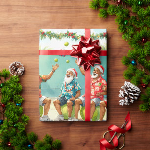 Tennis Weihnachten Sommer mit dem Weihnachtsmann a Geschenkpapier