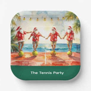 Tennis Weihnachten Sommer mit dem Weihnachtsmann a Pappteller