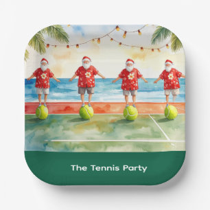 Tennis Weihnachten Sommer mit dem Weihnachtsmann a Pappteller