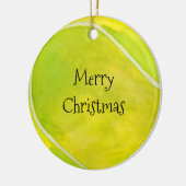 Tennis Weihnachten & Tennisball auf Gelb Keramik Ornament (Links)