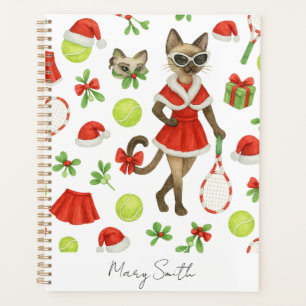 Tennis-Weihnachten-Thema für Siamese-Katzenliebhab Planer