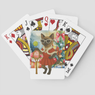 Tennis Weihnachten Thema für Siamese-Katzenliebhab Spielkarten