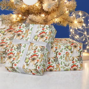 Tennis Weihnachten Thema für Spieler, der Katzen l Geschenkpapier