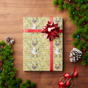 Tennis Weihnachten Thema für Spieler, die Katze li Geschenkpapier