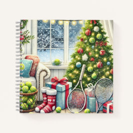 Tennis Weihnachten Thema mit Ball und Racket Notizblock