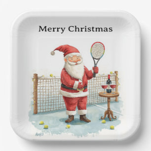 Tennis Weihnachten Thema SANTA Tennis spielen Pappteller
