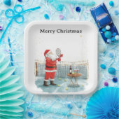 Tennis Weihnachten Thema SANTA Tennis spielen Pappteller (Party)