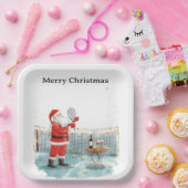 Tennis Weihnachten Thema SANTA Tennis spielen Pappteller (Party)